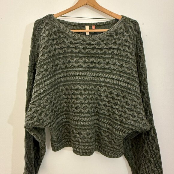 Olive Green Knit Sweater — Anthropologie — Oversized Boho Fit — Women's Medium - Picture 1 of 5